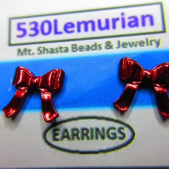 Red Bow Christmas Festive Stud Earrings - Picture 2 of 3